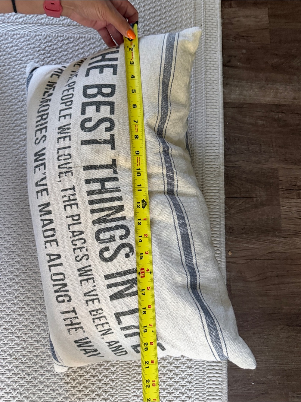 Neutral Cream and Gray Text Lumbar Throw Pillow - Brand - Picture 5 of 5